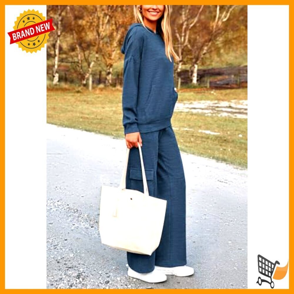 Cozy Hoodie Lounge Set Soft Fabric Matching Tracksuit Versatile Casual Wear - Picture 3 of 7